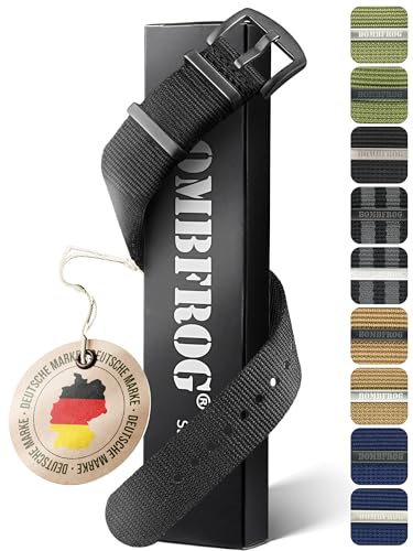 BOMBFROG NATO Strap Nylon Uhrenarmband 18mm 20mm 22mm 24mm Natoband Armband | Premium Natoband, franst nicht aus, verstellbar, Militär, Schließe schwarz/silber, Khaki/Navy/Oliv/Schwarz/Schwarz-Grau