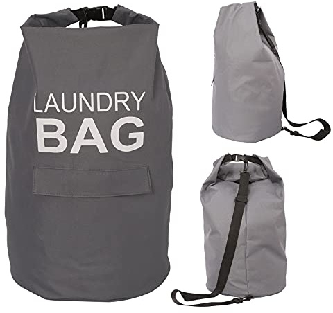 Kimmama Mochila impermeable de 70 L, bolsa de lavandería resistente con correa, organizador de ropa sucia para viajes, camping, dormitorio universitario, lavandería, departamento