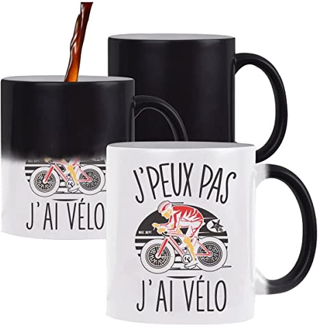 Planetee Mug magique thermoréactif J'peux pas Cyclisme vélo tasse change couleur chaleur humour idée cadeau anniversaire Noël homme femme