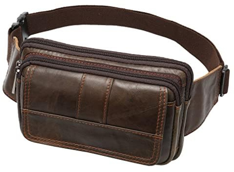 Hebetag Sac Banane en Cuir pour Homme et Femme Sac Banane pour Voyage, Course à Pied, randonnée, Camping, téléphone Portable, Pochette Pochette