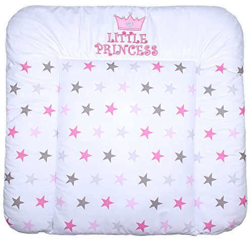 Wickelauflage mit Applikation - Princess Star Rosa - Wickeltischauflage Baby Auflage (70 x 85 cm)