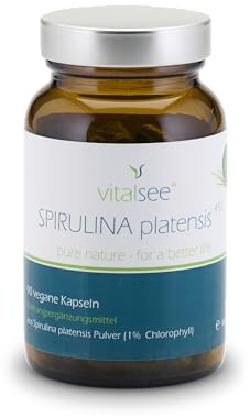 Vitalsee SPIRULINA platensis 450-90 vegane Kapseln Mikroalgen-Pulver (1% Chlorophyll) – glutenfrei, laktosefrei