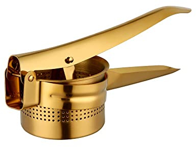 TUPMFG Prensa para espätzle y patatas de acero inoxidable, apto para lavavajillas, prensa de helados para Spätzle, puré de patata, zumo de frutas, exprimidor manual de acero inoxidable, color dorado