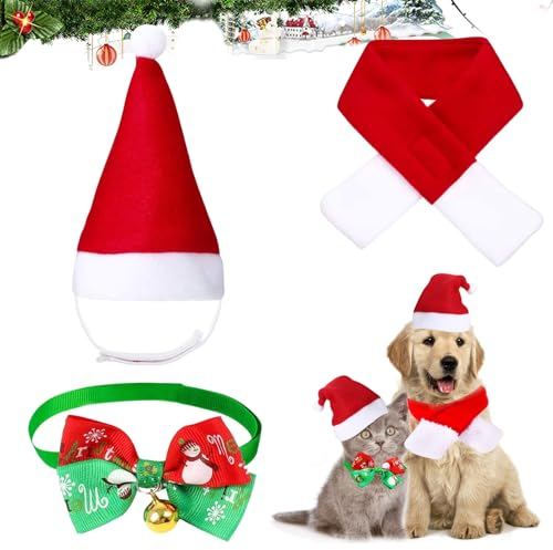 Weihnachtsmütze Hund, Hund Katzen Weihnachtsmütze, Haustier Weihnachtskostüm Zubehör, Weihnachten Kostüm, Justierbare Weihnachten Mütze, Stirnband mit Glocken