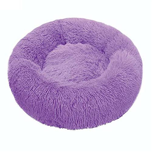 Lukery Hundebett Katzenbett Flauschig Rund aus Plüsch, Kuscheliges Donut Hundekissen und Katzenkissen Weiches Plüsch Hundeliege für Kleine, Mittelgroße und Große Haustiere (60CM,lila)