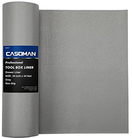 CASOMAN Professioneller Werkzeugkasten und Schubladeneinlage, grau, leicht zu schneiden, Rutschfester Schaumgummi-Werkzeugkasten, Dicke Schrankeinlagen, 61 cm (breit) x7.3 m (lang)