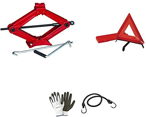 Gummi WECHSELKRICK + KREUZSCHLÜSSEL 2-TONNEN-SCHERENWAGENHEBER + NOT-DREIECK MIT HÜLLE KOMPAKTER WAGENHEBER ZUM Heben VON RÄDERN, AUTOREIFEN UNIVERSAL ZUGELASSEN
