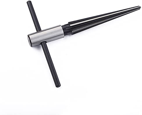 Fongmore T-Griff Kegelreibahle 3/16 Zoll - 5/8 Zoll (5–16 mm) Stegstiftloch Handreibahle T-Griff konisch 6 geriffelte Fase Reiben Holzarbeiter Schneidwerkzeug