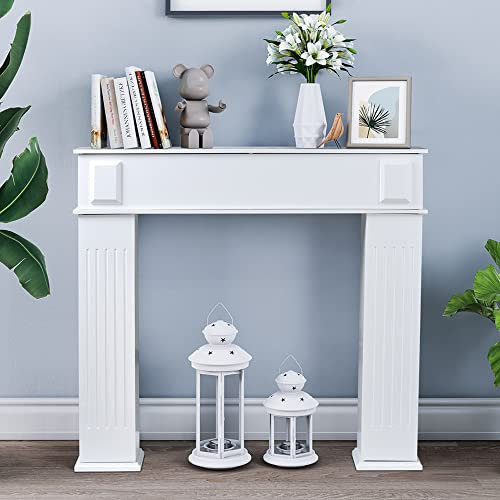URBNLIVING Fireplace Wooden Surround Storage Classic Chic Decoration for Lounge, Living Room, Sitting Room (White)