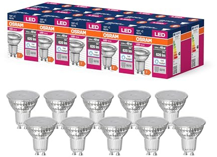 OSRAM Valore a stella a LED PAR16 LED LED per GU10 SCKEL, lampada riflettore, GL, 620 lumen, bianca diurna, 6500k, sostituzione per lampadine a 49 W convenzionali, non dimmerabile, pacchetto da 10