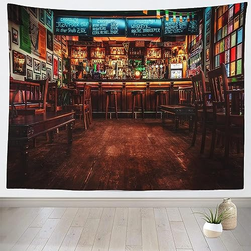 Sxakswol Wandteppich Groß Bar Wandteppich 240x220 Wandbehang Retro-Stil, Tapisserie 3D Wandtuch Aesthetic Wandteppiche für Wohnzimmer Schlafzimmer Wohnheim Wanddeko