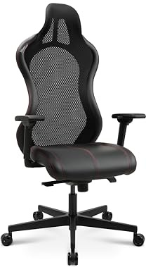 TOPSTAR Sitness RS Sport Plus Continental - Sedia da ufficio, in similpelle, con braccioli e cuciture nere, colore: Rosso/Nero