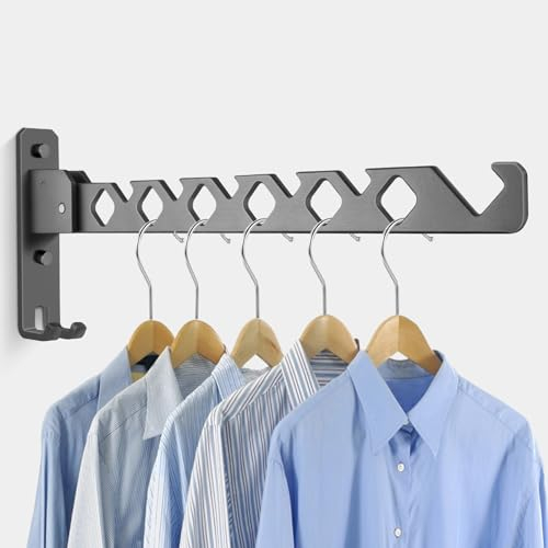 AstralGrip Wandtrockner, Wäschetrockner, faltbar, Wandmontage, 90 ° drehbar, Wandtrockner, klappbar, zum Trocknen von Kleidung für Balkon, Badezimmer, Hotel (grau x 1)