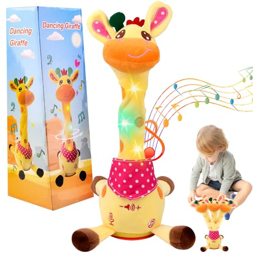 Giraffa Elettronici Peluche Giocattolo Musicale con Registrazione, Musical Giraffe Plush Luce E Luminose, Bambola Parlante con Movimento, Voce, Imitazione, Parlante Giocattoli per Bambini 1 anni