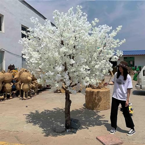 GYQSSD Grands Arbres De Fleurs De Cerisier Artificiels Blancs, Plante Artificielle De Décoration De Maison De Mariage d'arbre Réaliste, Arbre De Fleur De Cerisier Simulé De Fleur De Soie,Round-1.8x1m