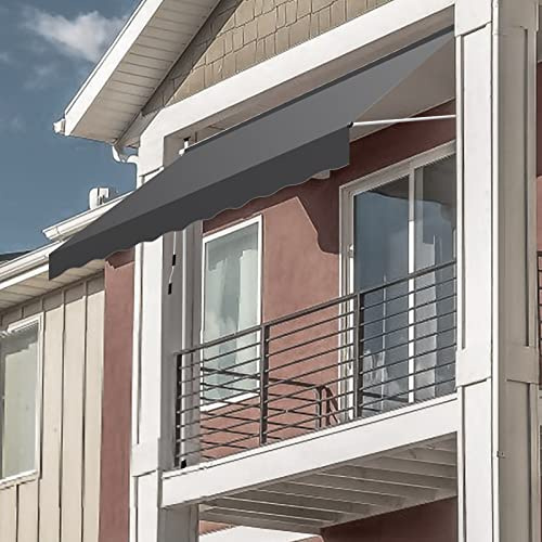 ISOISL Klemmmarkise Markise Balkon 400cm Breit, Balkonmarkise ohne Bohren Handkurbel höhenverstellbar, UV-beständig Sonnenschutz wasserdicht für Terrasse Balkon Veranda, Grau