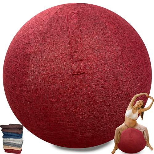 Protective Cover For Exercise Ball 55cm 65cm, Ball Chair Covers, Foldable Seat Balls Fabric Cover Lightweight Yoga Ball Cover Sitting Ball Covers With Handle Puncture Dust Cover ( Color : Red , Size :