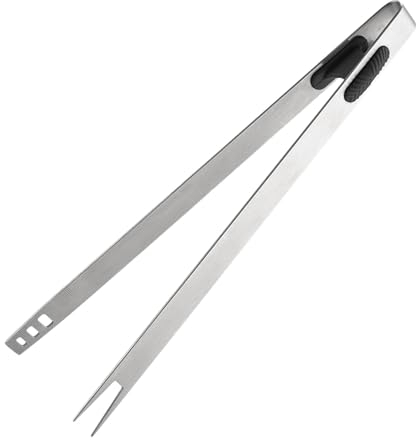 Qumiuu Pinza da cucina per grigliare, pinza in metallo per arrostire – Pinza antiscivolo in acciaio inox | morsetti professionali per barbecue per la cucina, pinze da cucina per uso alimentare per la