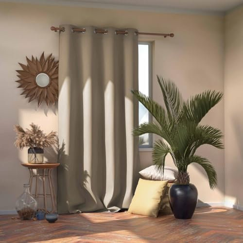 RESTILO Blackout - Tenda oscurante con occhielli, 140 x 270 cm, colore beige, 1 pezzo