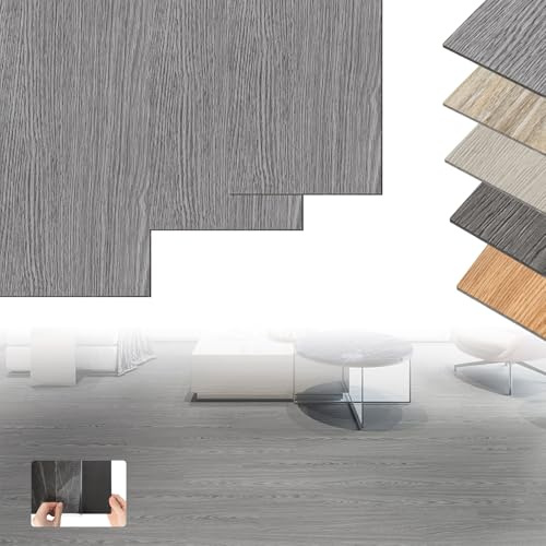XINZI PVC Bodenbelag Vinylboden Selbstklebend, 36 Vinyl Fliesen Klebefliesen Boden, 5,02m² Holz-Effekt Klebefliesen, Verschleißfest Wasserfest für Küche Wohnzimmer Balkon (Eiche Grau)