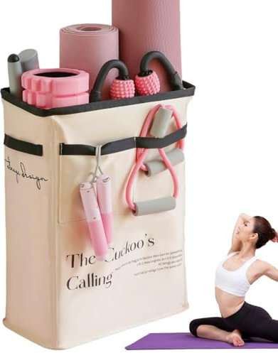 Yogamatten-Aufbewahrung | Yogamatten-Organizer | Aufbewahrungsorganisator für Fitnessgeräte | Multifunktionaler Korb für Fitness-Trainingsgeräte mit Griffen für Yoga-Gurte und Widerstandsbänder