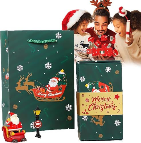 Coffret cadeau à explosion pour Noël, cadeau d'argent de Noël, boîte à surprise pop-up, album photo pliable DIY pour cadeau de Noël (Vert)