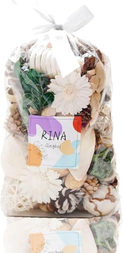 Qingbei Rina Bolsas de popurrí con aroma a jazmín, flores secas, relleno de jarrón decorativo blanco, fragancia para el hogar, decoración de boda (500 g), grande