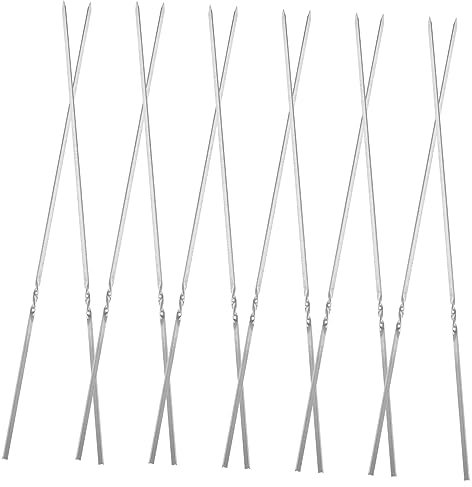 Cabilock 50 Pcs kebab brochetas barbacoa Brocheta de barbacoa brochetas para brochetas aperitivo smash guantes cocina parrilla de brocheta brochetas de carne a la barbacoa Acero inoxidable