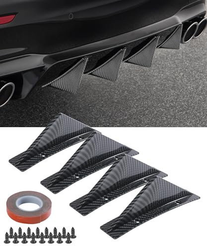 Flaconi 4PCS Spoiler Posteriore per Auto,Diffusore Paraurti Posteriore Inferiore Auto,Circondato Paraurti Telaio Fibra di carbonio