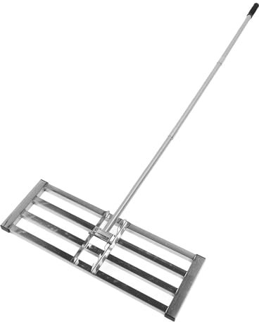 Rastrello di livellamento – Rastrello per trattore resistente per prati, piastra di terra da 75,9 x 25,9 cm, manico lungo, ideale per livellamento cortile, giardino, corso, fattoria e uso pascolo