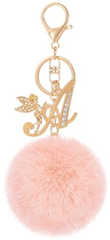 JSRQT Porte Clé Lettre Initiale A Porte-clés pour Fille Femmes Personnalisée Keychain Strass Cristal Nom Alphabet Keyring Pendentif Cadeaux pour Sac à Main Key Ring Décor