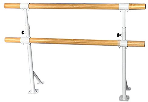 CAFIEDR Doppelte Ballettstange, Wandmontierte Ballettstangen mit Massivholzgriff, Verstellbare Reckstange für Tanzschulen, Ausbildungsstätten(A 150CM)