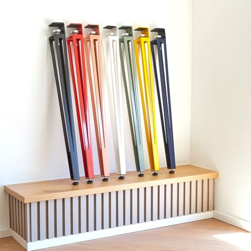 SOTECH Tischbein ColorLine in F-Form Höhe 745 mm verstellbar schwarz matt | konisch zulaufend von 70 auf 40 mm mit Klemmschraube (ohne Bohren) für Küchentisch, Esstisch, Bürotisch