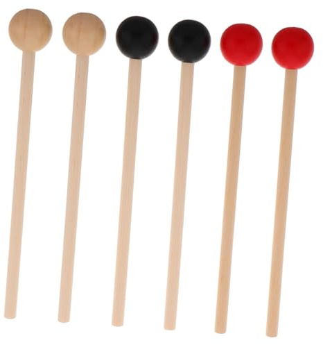 Toyvian 3 Paar Trommelschlägel Aus Massivholz Mit Ergonomischem Griff Xylophon Und Schlaginstrumenten Schlägel Für Kinder Und Anfänger Universelle Percussion Schlägel