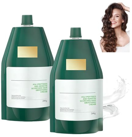 Peptid keratin-hårbalsam, djupvårdande mask, fuktgivande, utjämnande och närande hårvård kräm för torrt, skadat hår, för långvarig glans och smidighet. (2 st)