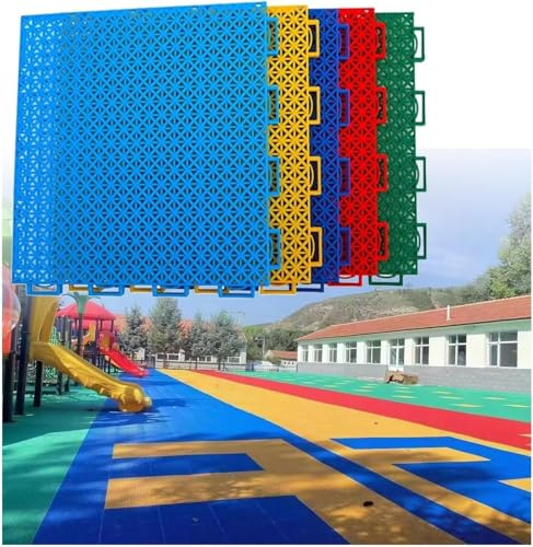 Dalles de sol modulaires emboîtables for terrain sport extérieur, 9,84 pouces, faciles à découper et modifier, for parc, école, aire jeux, jardin d'enfants(Light Blue)
