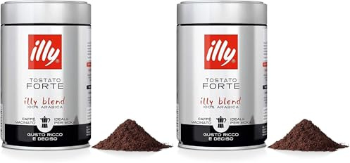 illy, Caffè Macinato per Moka Tostato FORTE, 100% Arabica con Intenso Aroma di Pan Tostato e un Retrogusto di Cioccolato Fondente, Gusto Deciso, Confezione da 500g