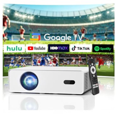 XENPONAD 4K Smart Projector, Native 1080P Full HD Projector with Google TV 1000 ANSI Lumens Auto Focus Keystone Correction WiFi Bluetooth Portable Home Theater Projector for Outdoor Bedroom Movie