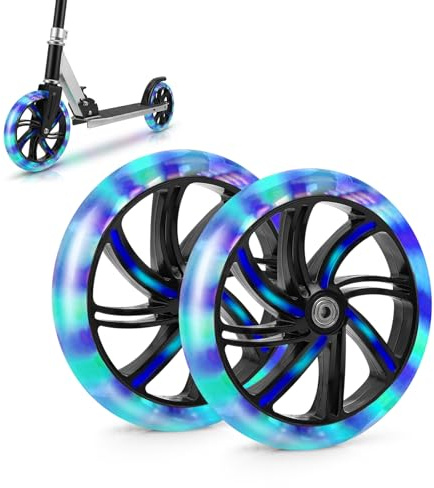 2 Stück 200mm Scooter Rollen, 200x40mm Leuchtende Stunt Scooter Rollen mit ABEC-9 Kugellager, Cityroller Reifen Rutschfest Roller Räder Ersatzräder für Meisten Stuntscooter, Kickscooter & City-Roller