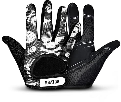 Kratos Anti Slip Kids Bike Gloves For Kids Boys & Girls Best Toddler Bike Gloves Ages 2-8 Full Finger Cycling Gloves For Youth Sports Like Mtb, Bmx Dirt Biking