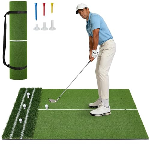 Virimolo 152x121cm Golf Abschlagmatte, Golf Übungsmatte Kunstrasen, Faltbar Golfmatte, 9 Abschlagpositionen, Für Indoor Und Outdoor
