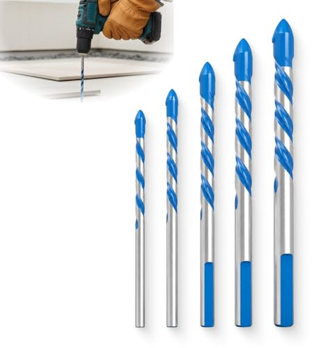 5PCS Concrete Drill Bit Set & Masonry Drill Bit Set, Concrete Drill Bits Set, with Carbide Tips, for Brick Walls, Tile, and Cement, Includes 4mm-10mm Drill Bits for Home and Professional Use