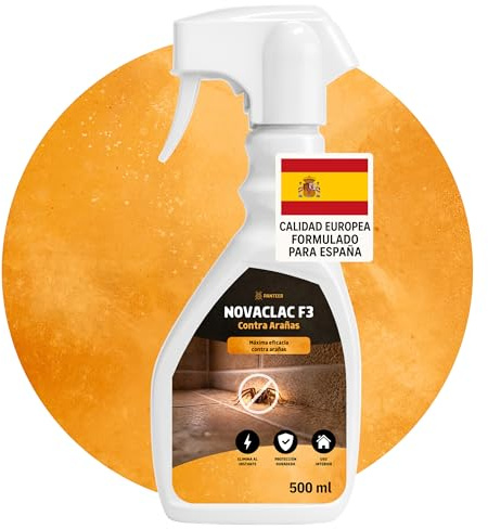 NOVACLAC F3 Mata Arañas – 500 ml Spray Insecticida – Elimina arañas al instante – Protección duradera frente a nuevas infestaciones – Uso interior y exterior – Calidad europea