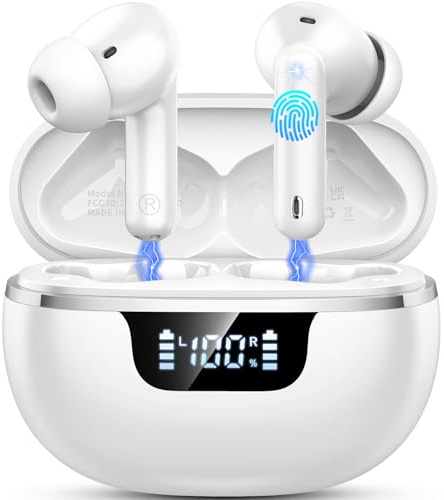 Donerton 2026 Wireless Earbuds, Bluetooth 5.4 Headphones with 4 ENC Noise Cancelling Mics, 50H Playtime, HiFi Stereo In Ear Earphones Deep Bass, Fast Charging, LED Display Earbuds, IP7 Waterproof