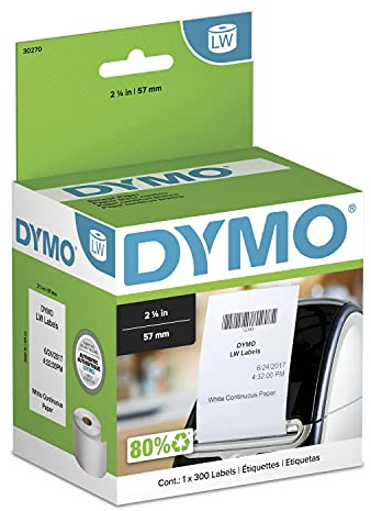 DYMO Authentische LW Endlosetiketten, DYMO Etiketten für LabelWriter Etikettendrucker, 6,4 cm x 90 m, 1 Rolle