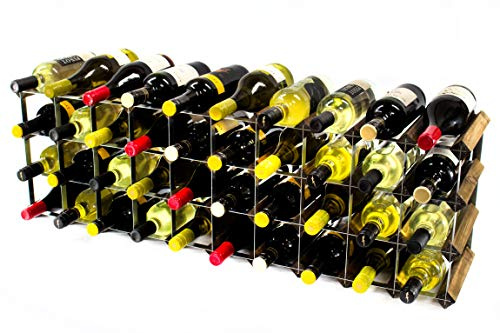 Cranville wine racks Madera teñida Nogal clásico 30/40 Botella de Armario Superior y el Vino de Metal galvanizado en Rack ya montado