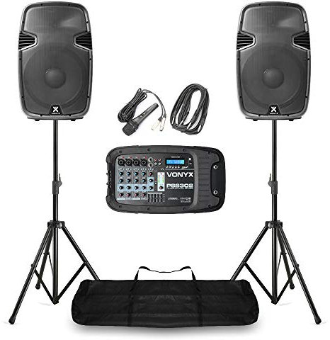 VONYX PSS302 PA System Package with 10 Speakers, Mixer, Microphones & Stands – Complete Band Setup, Ideal for Live Music Events & Performances
