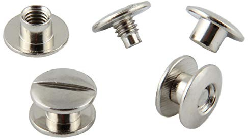 KLEBESHOP24 Buchschrauben vernickelt 2 mm, 50 Stück | Für Speisekarten, Musterbücher, Mappen, Alben und Bastelarbeiten