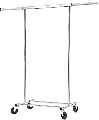 Tatkraft Darren – Kleiderständer Stabil auf Rollen, bis 100 kg, Klappbar, 1Min Montage, Garderobenständer, Ausziehbare Kleiderstange, Verchromt Stahl
