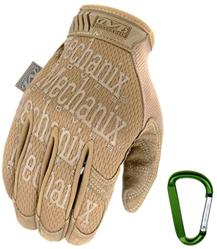 Mechanix WEAR ORIGINAL Einsatz-Handschuhe, atmungsaktiv & abriebfest + Gear-Karabiner, Original Glove in Schwarz, Coyote, Multicam/Größe S, M, L, XL (M, Coyote)